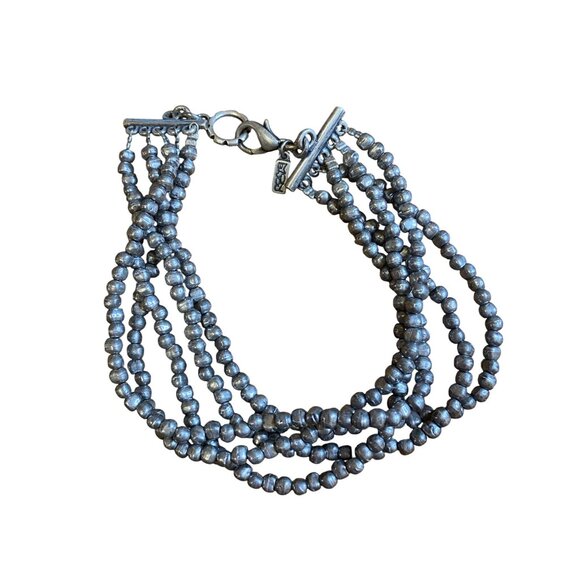 Multi-Strand Silvertone Beaded Toggle Bracelet By Chicos - Picture 2 of 3